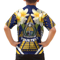 Personalised Nauru Independence Day Family Matching Puletasi and Hawaiian Shirt Coat Of Arms With Plumeria - Polynesian Pride