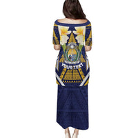 Personalised Nauru Independence Day Family Matching Puletasi and Hawaiian Shirt Coat Of Arms With Plumeria LT05 - Polynesian Pride