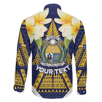 Personalised Nauru Independence Day Family Matching Short Sleeve Bodycon Dress and Hawaiian Shirt Coat Of Arms With Plumeria LT05 - Polynesian Pride