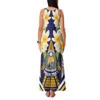 Personalised Nauru Independence Day Family Matching Tank Maxi Dress and Hawaiian Shirt Coat Of Arms With Plumeria LT05 - Polynesian Pride