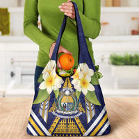 Nauru Independence Day Grocery Bag Coat Of Arms With Plumeria - Polynesian Pride