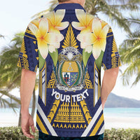 Personalised Nauru Independence Day Hawaiian Shirt Coat Of Arms With Plumeria - Polynesian Pride