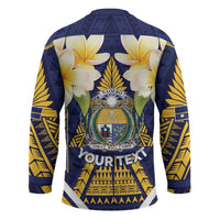 Personalised Nauru Independence Day Hockey Jersey Coat Of Arms With Plumeria - Polynesian Pride