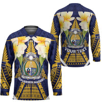 Personalised Nauru Independence Day Hockey Jersey Coat Of Arms With Plumeria - Polynesian Pride