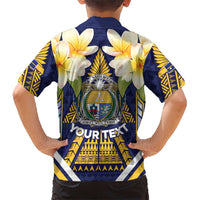 Personalised Nauru Independence Day Kid Hawaiian Shirt Coat Of Arms With Plumeria - Polynesian Pride