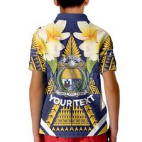 Personalised Nauru Independence Day Kid Polo Shirt Coat Of Arms With Plumeria LT05 - Polynesian Pride