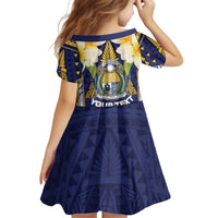 Personalised Nauru Independence Day Kid Short Sleeve Dress Coat Of Arms With Plumeria - Polynesian Pride