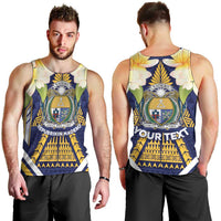Personalised Nauru Independence Day Men Tank Top Coat Of Arms With Plumeria - Polynesian Pride