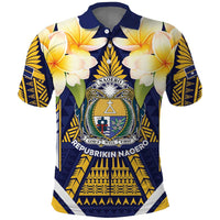 Personalised Nauru Independence Day Polo Shirt Coat Of Arms With Plumeria LT05 Navy - Polynesian Pride
