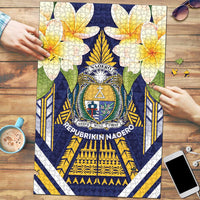 Nauru Independence Day Puzzle Coat Of Arms With Plumeria - Polynesian Pride