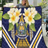 Nauru Independence Day Quilt Coat Of Arms With Plumeria - Polynesian Pride