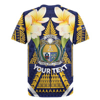 Personalised Nauru Independence Day Rugby Jersey Coat Of Arms With Plumeria - Polynesian Pride