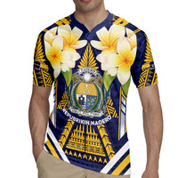 Personalised Nauru Independence Day Rugby Jersey Coat Of Arms With Plumeria - Polynesian Pride