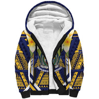 Personalised Nauru Independence Day Sherpa Hoodie Coat Of Arms With Plumeria - Polynesian Pride