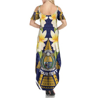 Personalised Nauru Independence Day Summer Maxi Dress Coat Of Arms With Plumeria - Polynesian Pride