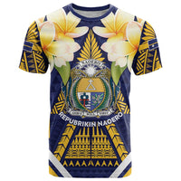 Personalised Nauru Independence Day T Shirt Coat Of Arms With Plumeria - Polynesian Pride