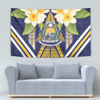 Nauru Independence Day Tapestry Coat Of Arms With Plumeria - Polynesian Pride