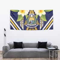 Nauru Independence Day Tapestry Coat Of Arms With Plumeria - Polynesian Pride
