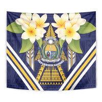 Nauru Independence Day Tapestry Coat Of Arms With Plumeria - Polynesian Pride