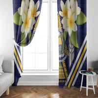 Nauru Independence Day Window Curtain Coat Of Arms With Plumeria - Polynesian Pride
