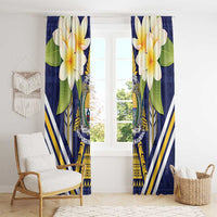 Nauru Independence Day Window Curtain Coat Of Arms With Plumeria - Polynesian Pride