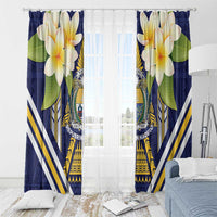 Nauru Independence Day Window Curtain Coat Of Arms With Plumeria - Polynesian Pride