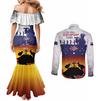 New Zealand And Australia ANZAC Last Post Couples Matching Mermaid Dress and Long Sleeve Button Shirt