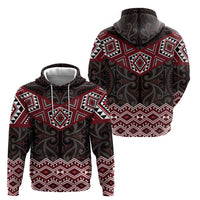 New Zealand Aotearoa Hoodie Red Taniko Art Maori Pattern