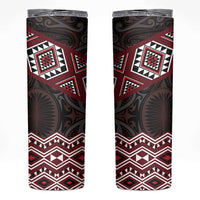 New Zealand Aotearoa Skinny Tumbler Red Taniko Art Maori Pattern