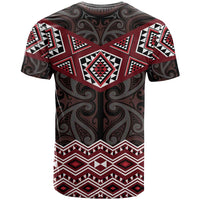 New Zealand Aotearoa T Shirt Red Taniko Art Maori Pattern