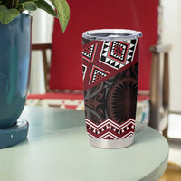 New Zealand Aotearoa Tumbler Cup Red Taniko Art Maori Pattern