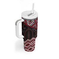New Zealand Aotearoa Tumbler With Handle Red Taniko Art Maori Pattern