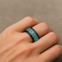 New Zealand Aotearoa Spinner Ring Turquoise Taniko Art Maori Pattern