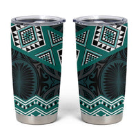 New Zealand Aotearoa Tumbler Cup Turquoise Taniko Art Maori Pattern