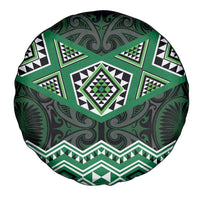 New Zealand Aotearoa Spare Tire Cover Green Taniko Art Maori Pattern
