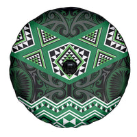 New Zealand Aotearoa Spare Tire Cover Green Taniko Art Maori Pattern