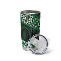 New Zealand Aotearoa Tumbler Cup Green Taniko Art Maori Pattern