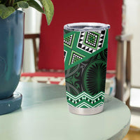 New Zealand Aotearoa Tumbler Cup Green Taniko Art Maori Pattern