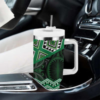 New Zealand Aotearoa Tumbler With Handle Green Taniko Art Maori Pattern