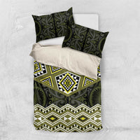New Zealand Aotearoa Bedding Set Yellow Taniko Art Maori Pattern