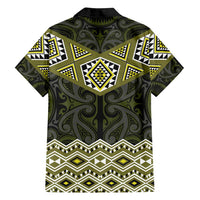 New Zealand Aotearoa Family Matching Long Sleeve Bodycon Dress and Hawaiian Shirt Yellow Taniko Art Maori Pattern