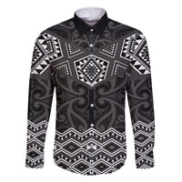 New Zealand Aotearoa Family Matching Long Sleeve Bodycon Dress and Hawaiian Shirt Black Taniko Art Maori Pattern