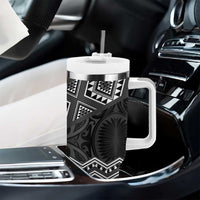 New Zealand Aotearoa Tumbler With Handle Black Taniko Art Maori Pattern