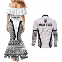 Custom Fiji 2026 Rugby Couples Matching Mermaid Dress and Long Sleeve Button Shirt Fijian Tapa Pattern