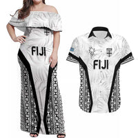 Custom Fiji 2026 Rugby Couples Matching Off Shoulder Maxi Dress and Hawaiian Shirt Fijian Tapa Pattern