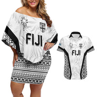 Custom Fiji 2026 Rugby Couples Matching Off Shoulder Short Dress and Hawaiian Shirt Fijian Tapa Pattern