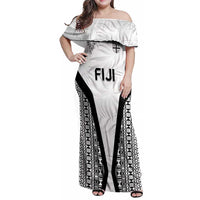 Custom Fiji 2026 Rugby Family Matching Off Shoulder Maxi Dress and Hawaiian Shirt Fijian Tapa Pattern