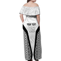 Custom Fiji 2026 Rugby Family Matching Off Shoulder Maxi Dress and Hawaiian Shirt Fijian Tapa Pattern