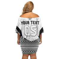 Custom Fiji 2026 Rugby Family Matching Off Shoulder Short Dress and Hawaiian Shirt Fijian Tapa Pattern