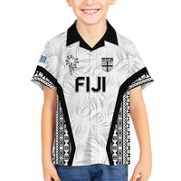 Custom Fiji 2026 Rugby Family Matching Short Sleeve Bodycon Dress and Hawaiian Shirt Fijian Tapa Pattern LT05 Son's Shirt White - Polynesian Pride
